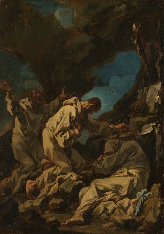 Three Camaldolese Monks in Ecstatic Prayer (1710 - 1740) as a canvas print