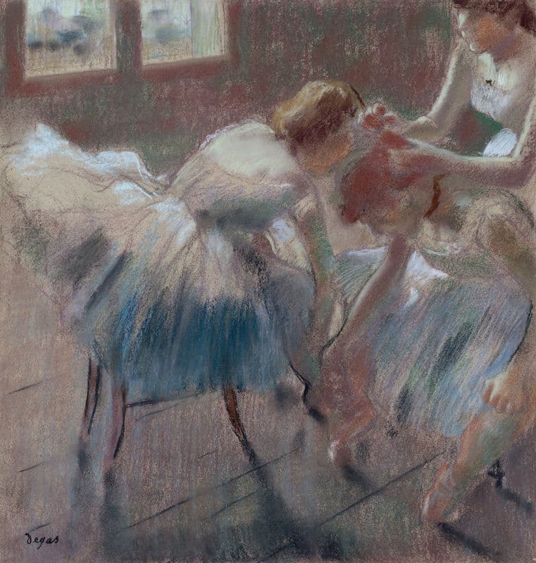 Three Dancers Preparing for Class (after 1878) as a canvas print