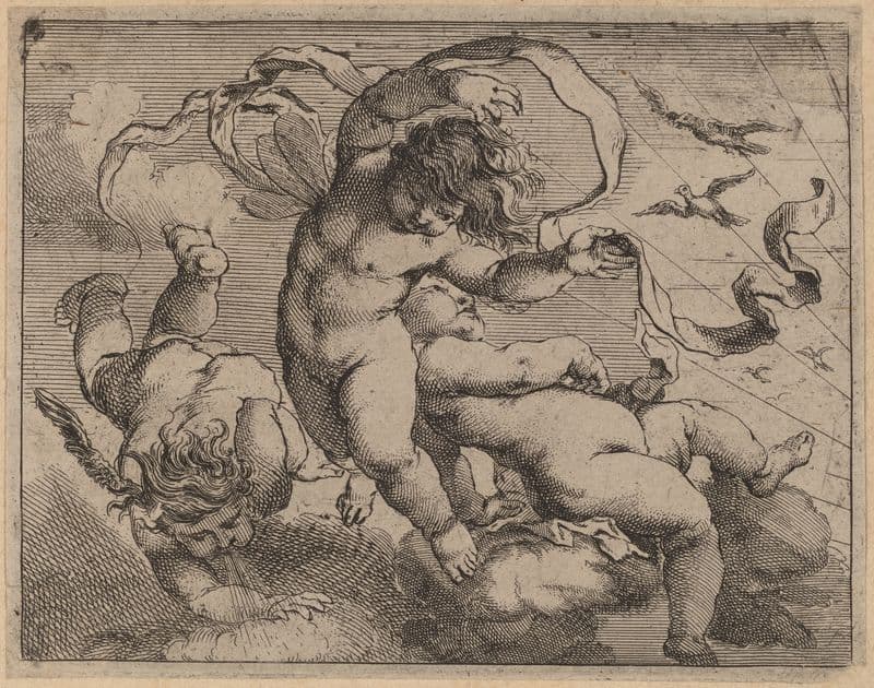 Three Flying Putti as a canvas print