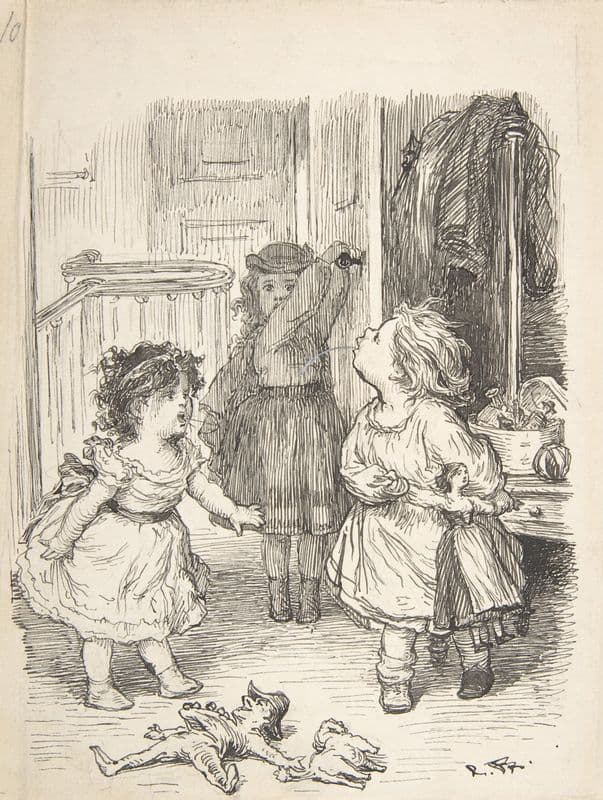 Three Little Girls in a Room Arguing and Spitting (1835–1903) as a canvas print