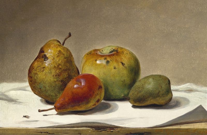 Three Pears and an Apple as a canvas print