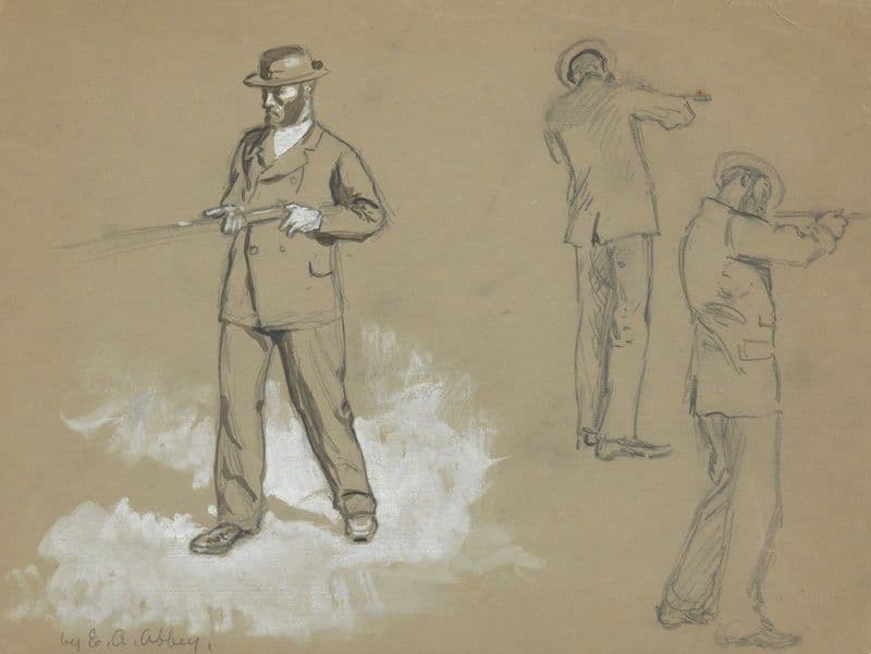 Three Sketches of a Man with a Gun as a canvas print