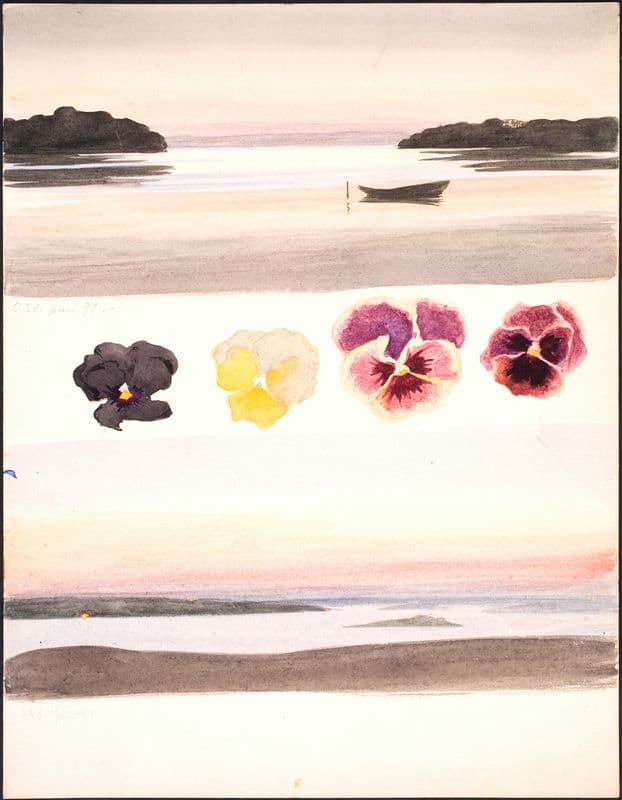 To aftenlandskaber adskilt af studier af blomster (1896 - 1897) as a canvas print