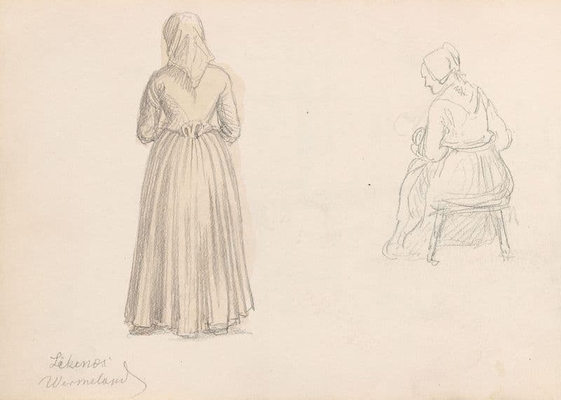 To ryggvendte kvinnefigurer, Likenäs as a canvas print