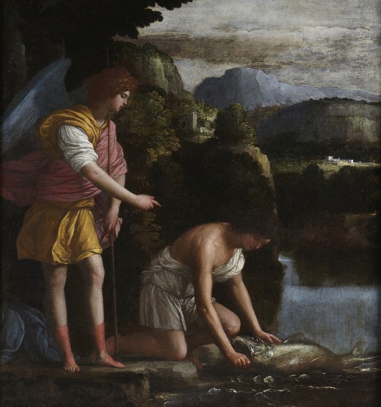 Tobias and the Angel (17th century) as a canvas print