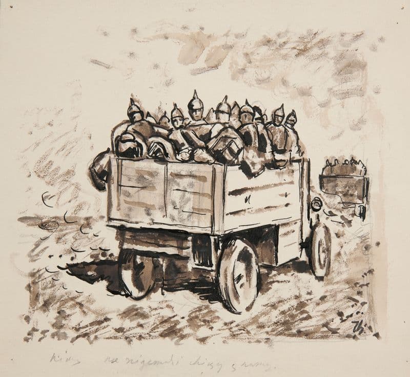 Transport piechoty pruskiej samochodami ciężarowymi (1915-1920) as a canvas print