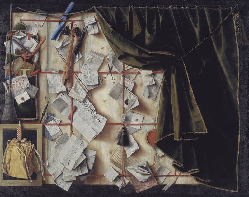 Trompe L’oeil Of A Letter Rack With Proclamation By Frederik III as a canvas print