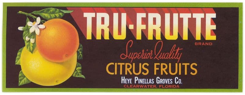 Tru-Frutte Brand Citrus Fruit Label (1930-1950) as a canvas print