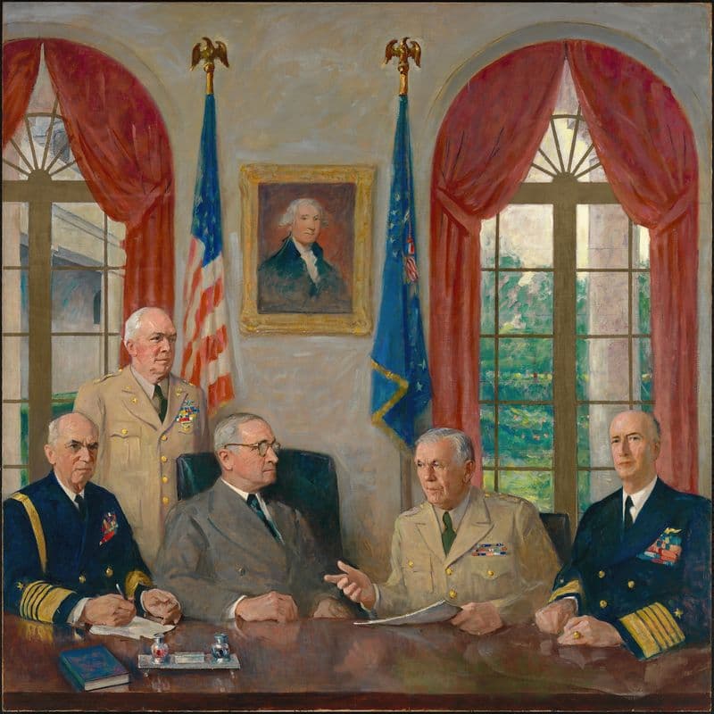 Truman and his Military Advisors as a canvas print