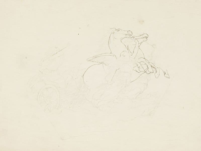 Twee engelen voeren een wagen door de lucht (1874 - 1925) as a canvas print