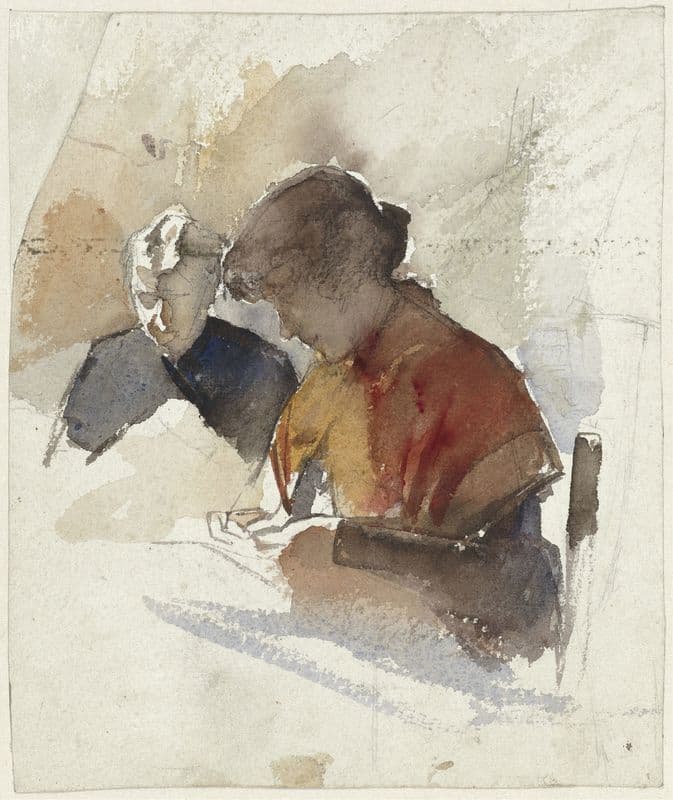 Twee naaiende vrouwen (1865 - 1930) as a canvas print