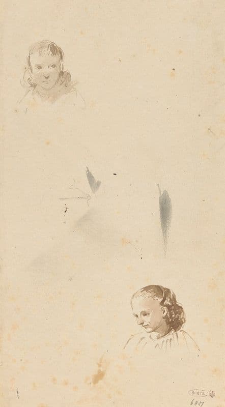 Twee studies van het hoofd van een meisje (1837 - 1903) as a canvas print