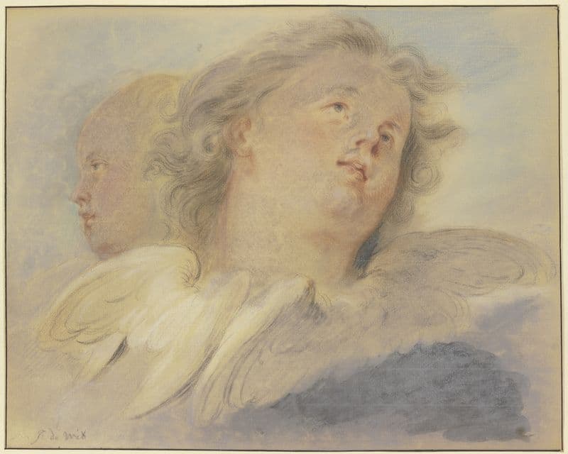 Two angel heads, as a canvas print
