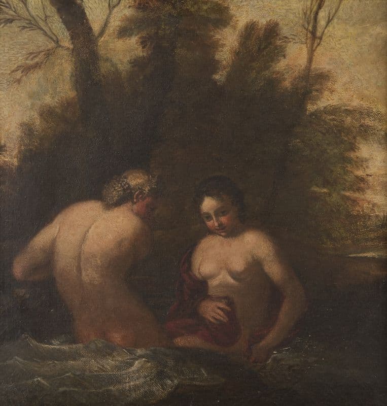 Two bathing nymphs as a canvas print