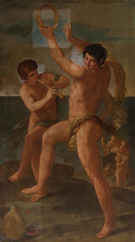 Two fauns In A Bacchic Dance as a canvas print