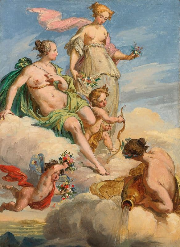 Two Goddesses And A Personification Of A River as a canvas print