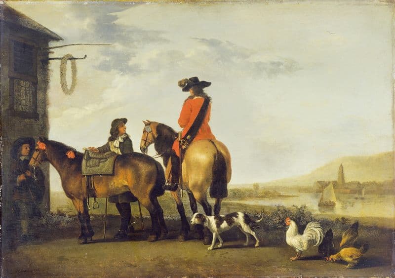 Two Horsemen at a Tavern Netherlands (c. 1662 - c. 1722) as a canvas print
