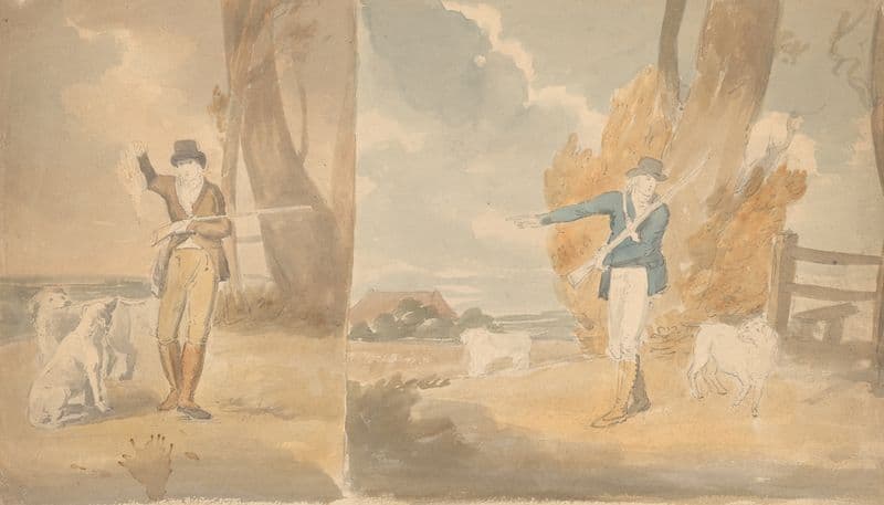 Two hunting scenes (1809-1844) as a canvas print