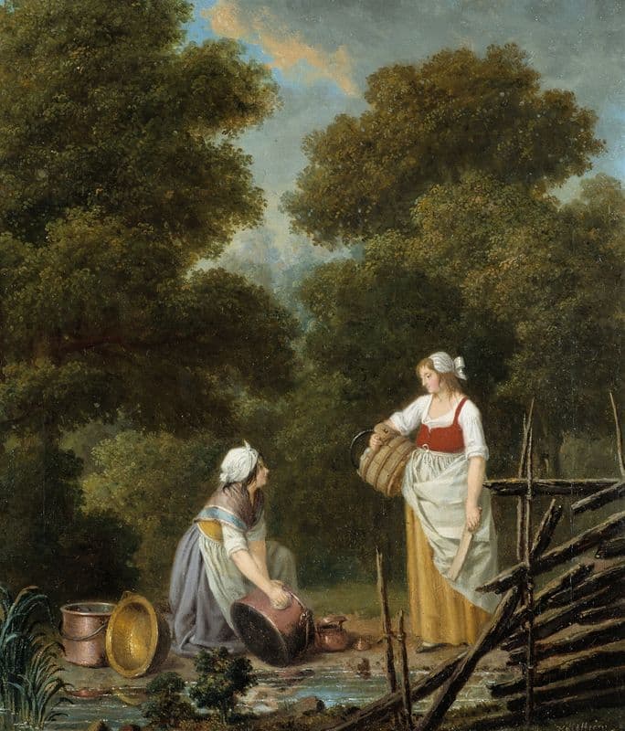 Two Maid-Servants at a Brook as a canvas print
