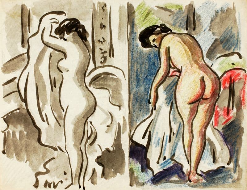 Two Standing Female Nudes as a canvas print