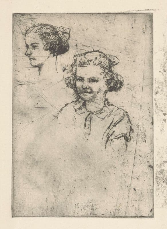 Two studies of a girl’s head (20th century) as a canvas print