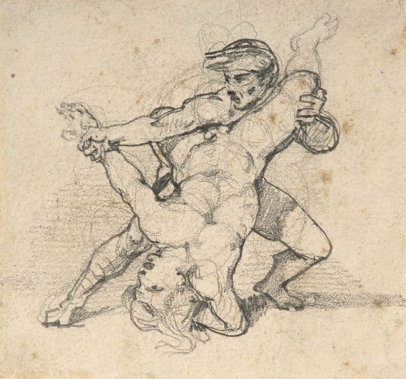 Two wrestlers (1815-1820) as a canvas print