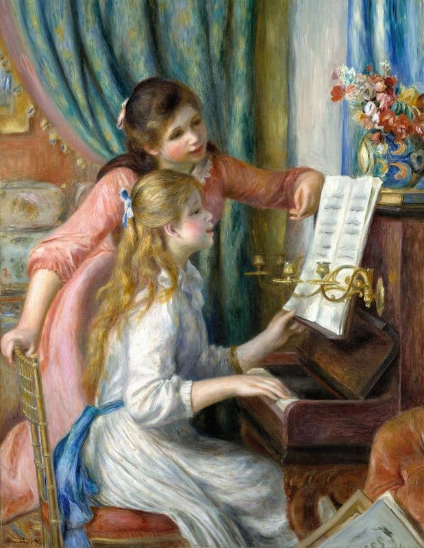 Two Young Girls at the Piano as a canvas print