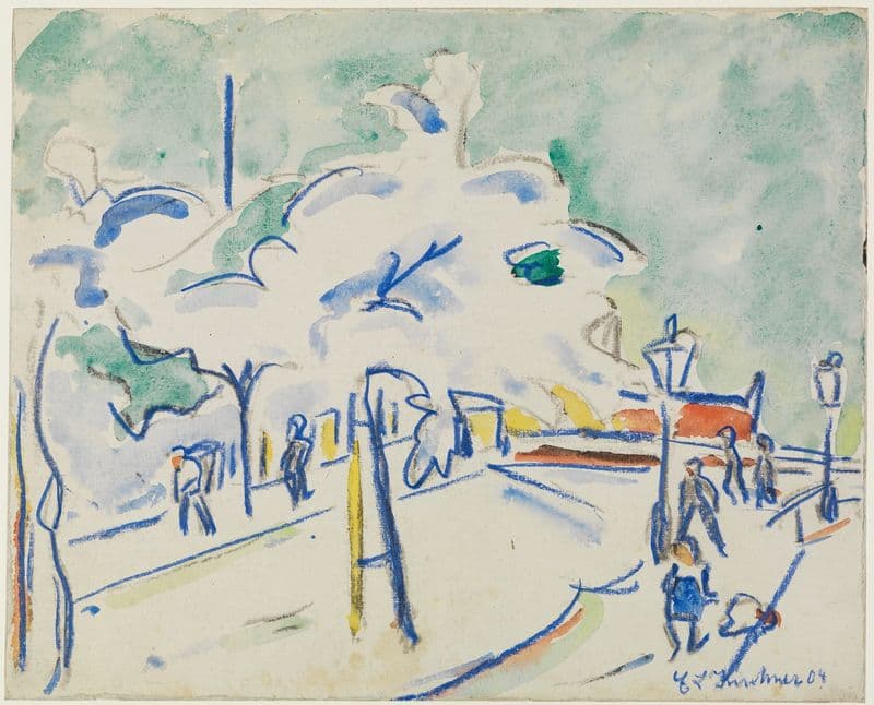Uferstrom mit Bäumen (Dresden) as a canvas print