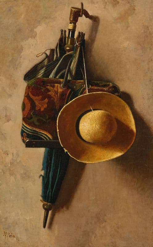 Umbrella, Hat and Carpet Bag (circa 1900) as a canvas print