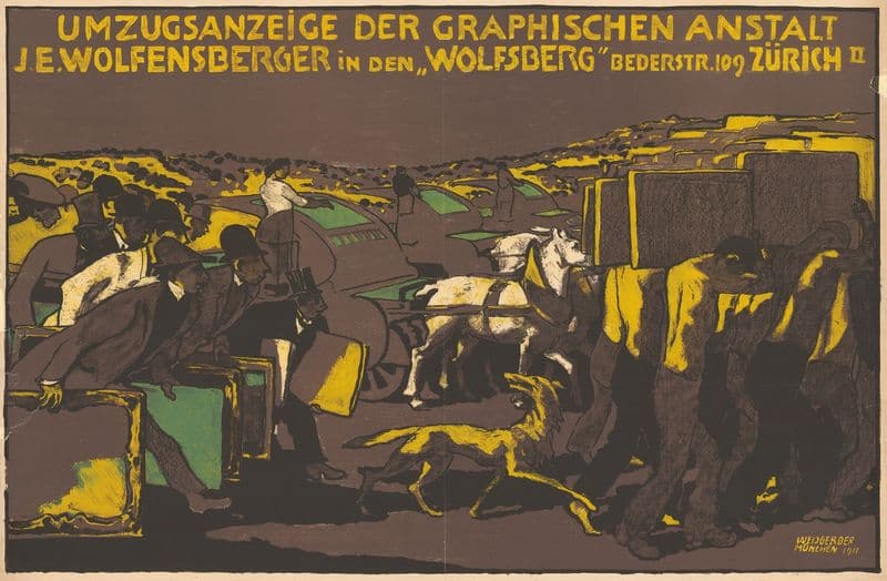 Umzugsanzeige der Graphische Anstalt J. E. Wolfensberger in den ‘Wolfsberg’ as a canvas print