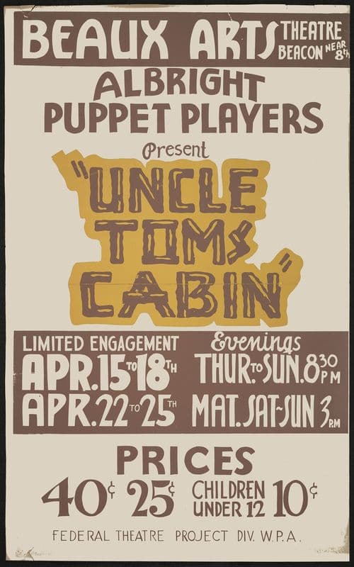 Uncle Tom’s Cabin (1934-1943) as a canvas print