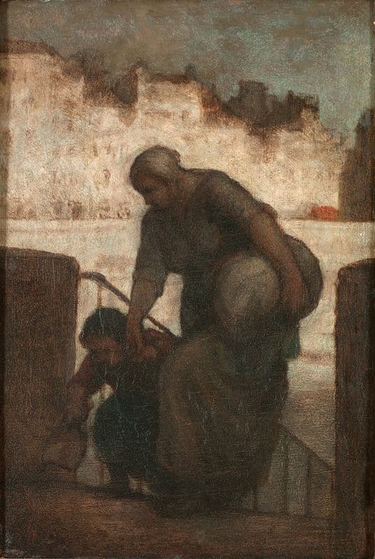 Une laveuse au Quai d’Anjou (Laundress on the Quai d’Anjou) (circa 1860) as a canvas print