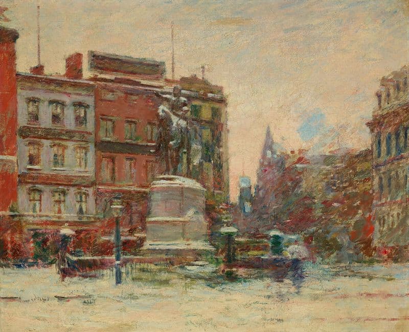 Union Square, Winter (Washington Monument) (1894-95) as a canvas print