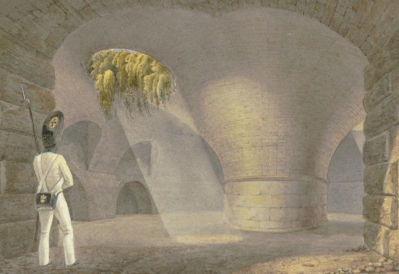 Unterirdisches Gewölbe mit Wachposten as a canvas print
