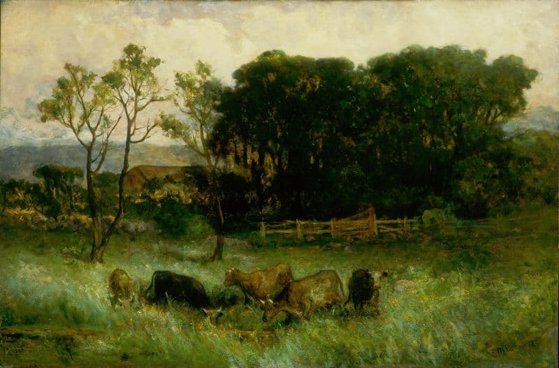Untitled (five cows in pasture) (ca. 1884-1886) as a canvas print