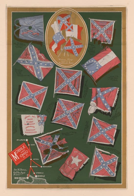 Various flags carried by the Confederate armies as a canvas print