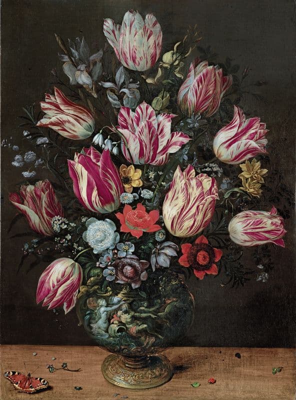 Vase with Tulips (1620-1625) as a canvas print