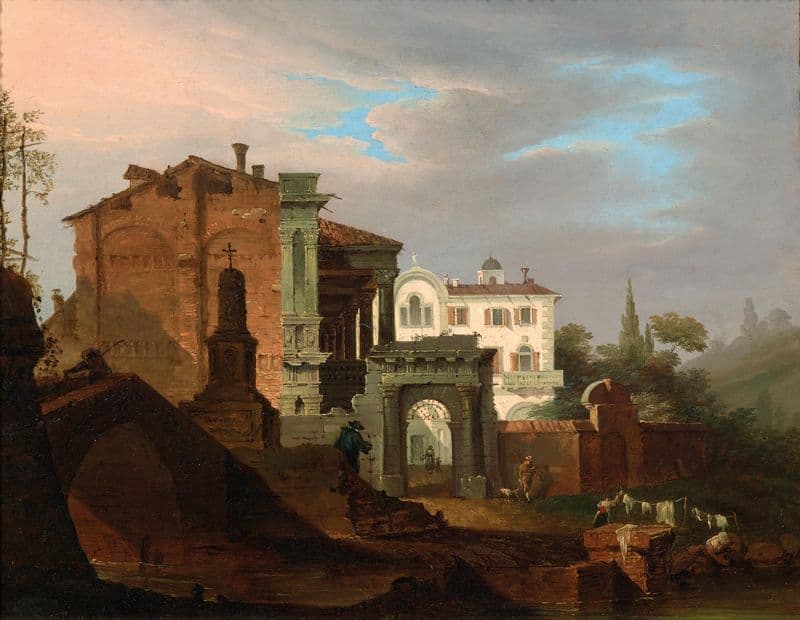 Venetian Capricci with Villa and Arch (1812-1820) as a canvas print