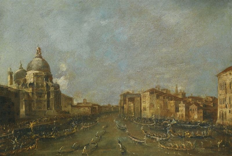 Venice, A Festival On The Grand Canal Near Santa Maria Della Salute as a canvas print