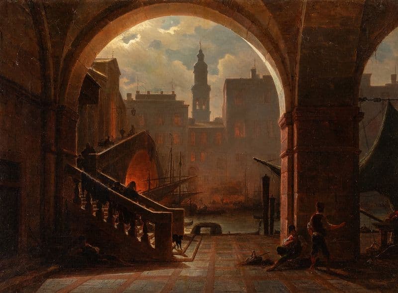 Venice, Rialto bridge at night as a canvas print