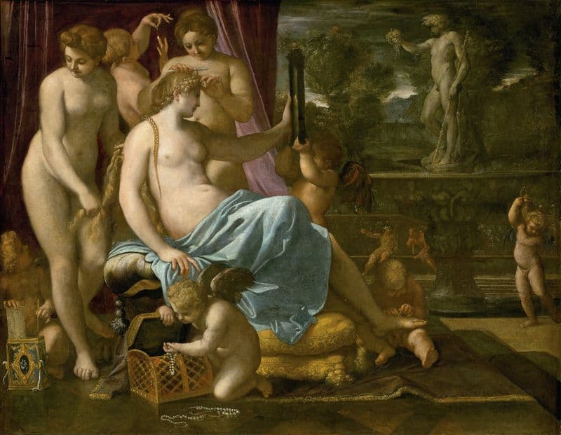 Venus Adorned By The Graces (1590-1595) as a canvas print
