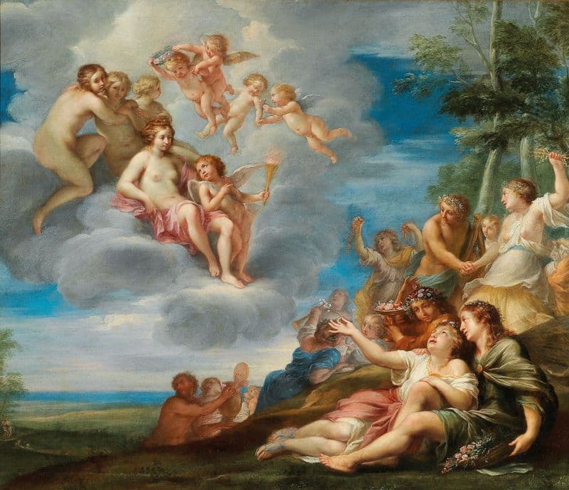 Venus and Apollo with the Muses as a canvas print