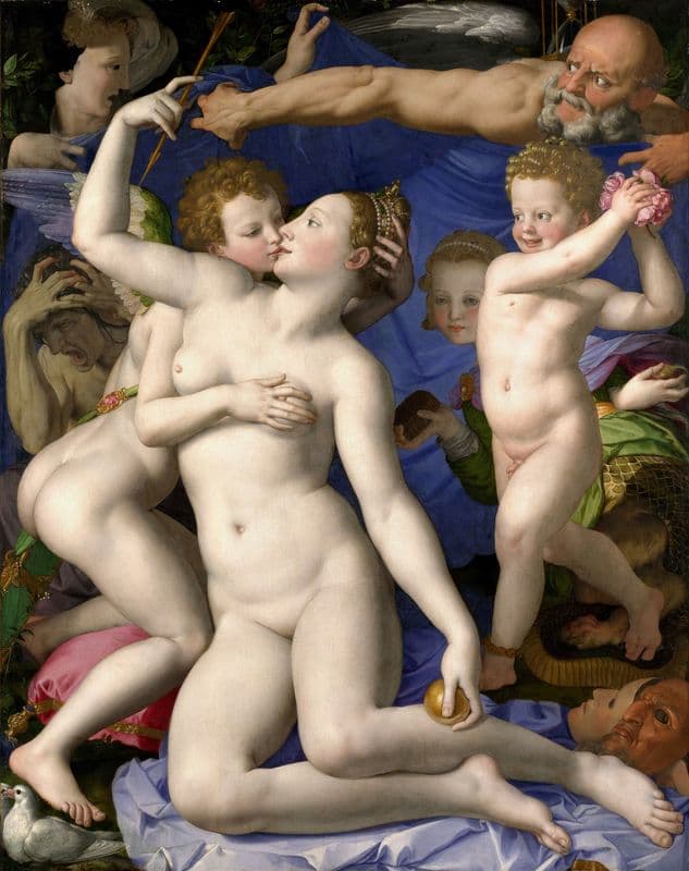 Venus, Cupid, Folly and Time (1540-1545) as a canvas print