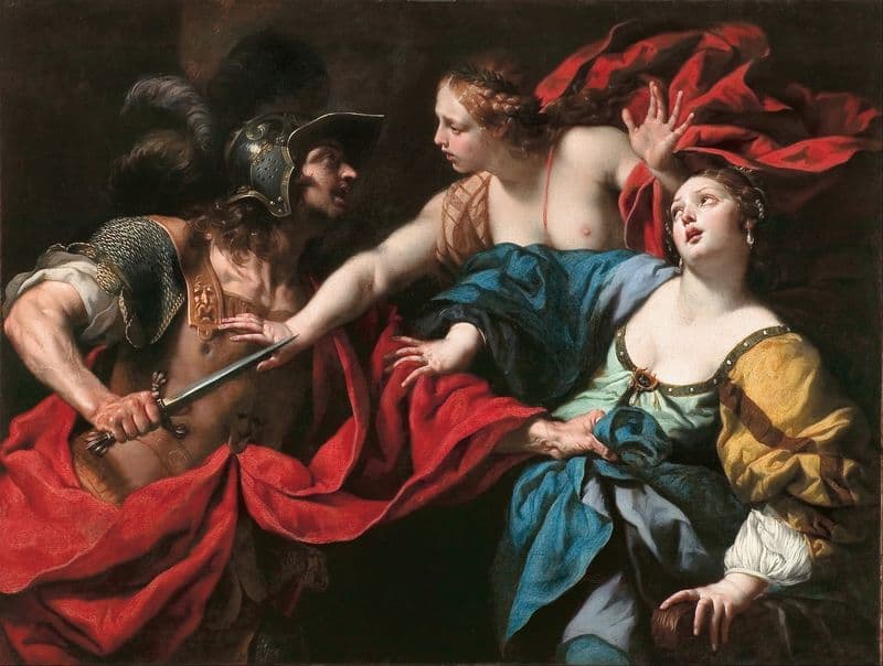 Venus preventing her son Aeneas from killing Helen of Troy (circa 1650) as a canvas print