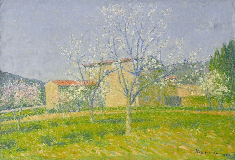 Verger en fleurs à Alet-les-Bains (Aude) as a canvas print