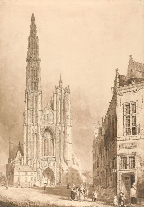View of Antwerp Cathedral as a canvas print