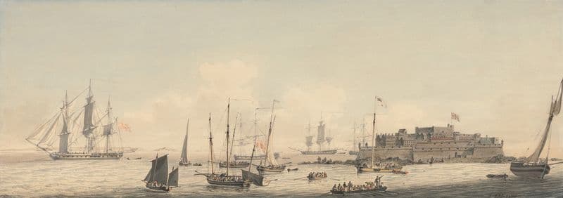 View of Castle Cornet, Guernsey, Channel Islands, with Shipping (ca. 1800) as a canvas print