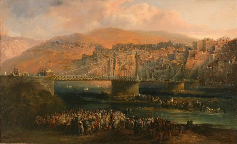 View of City of Fraga and its Hanging Bridge as a canvas print