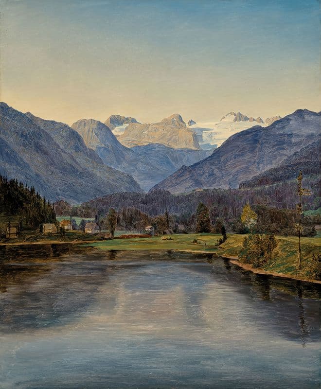 View Of Lake Altaussee And The Dachstein as a canvas print