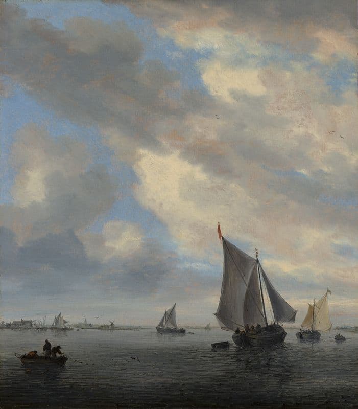 View of Sailing Boats on a Lake (c. 1650 - 1651) as a canvas print